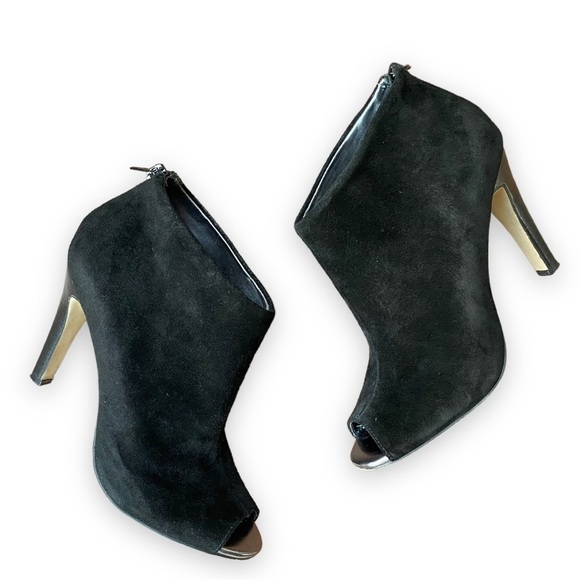 JULIANNE Hough for Sole Society Angela Black Suede Peep Toe Booties - Picture 4 of 16